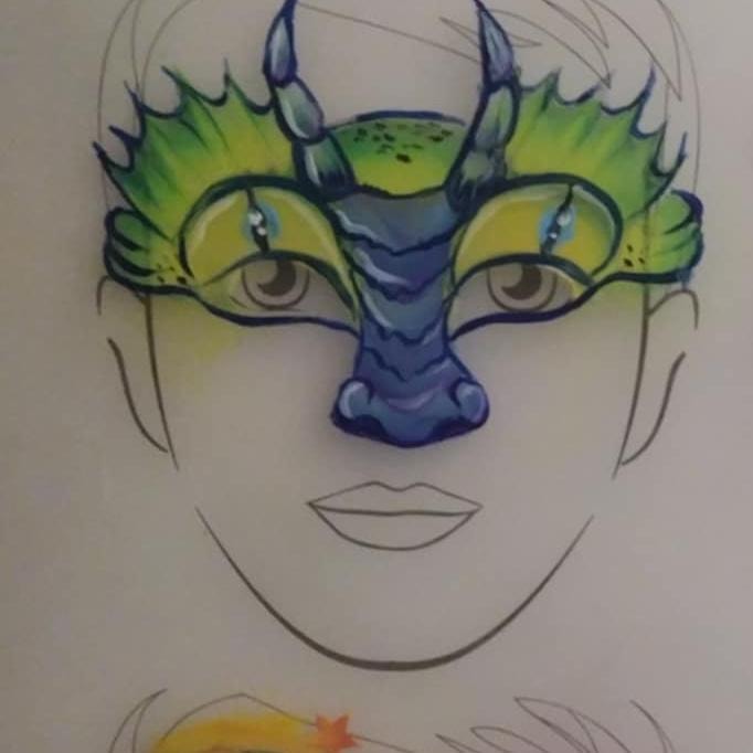 Face painting – green-scaled dragon like from 'How to Train Your Dragon' movie. -Legnica, Wrocław, Opole, Brzeg, Oława, Lubin - optimized version for fast loading