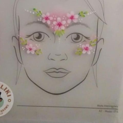 A floral face-painting crown with colourful flowers and leaves